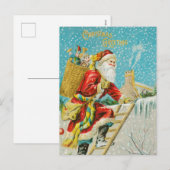 Prettig kerstfeest vintage kunst  feestdagenkaart (Voorkant / Achterkant)