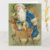 Prettig kerstfeest vintage kunst kaart (Gele Bloem)