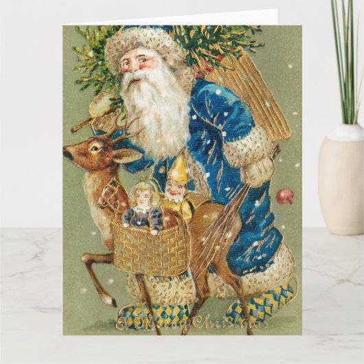 Prettig kerstfeest vintage kunst kaart (Voorkant)