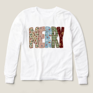 Prettig kerstfeest Vintage Patchwork Letters Win