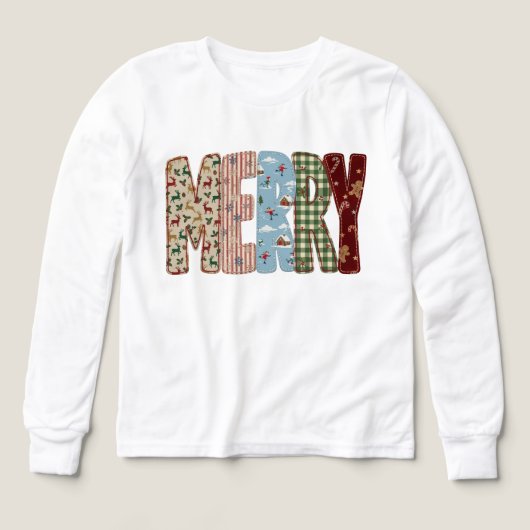 Prettig kerstfeest Vintage Patchwork Letters | Win (Voorkant)