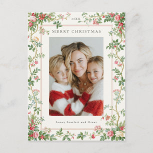 Prettig kerstfeest Vintage ranken frame groen Feestdagenkaart