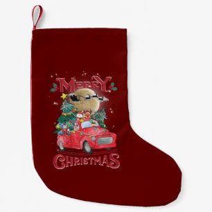 Prettig kerstfeest Vintage rode Kerstman-vrachtwag Kleine Kerstsok