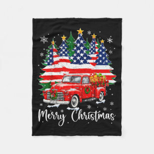 Prettig kerstfeest Vintage rode vrachtwagen VS-vla Fleece Deken