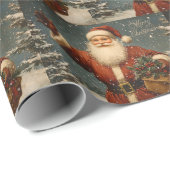 Prettig kerstfeest vintage Sinterklaas Cadeaupapier (Rol Hoek)