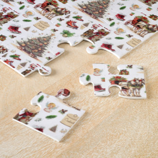 Prettig kerstfeest Vintage Sneeuwman Kerstman Laar Legpuzzel