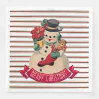Prettig kerstfeest- Vintage sneeuwman papieren ser