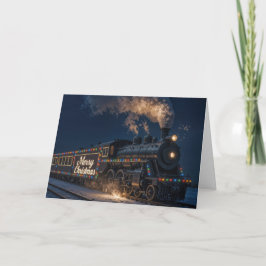 Prettig kerstfeest Vintage trein in de sneeuw Kaart