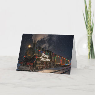 Prettig kerstfeest Vintage trein in de sneeuw Kaart