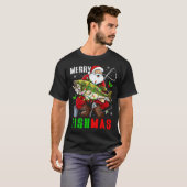Prettig kerstfeest Vis Grappige kerstman houd vis T-shirt (Voorkant volledig)