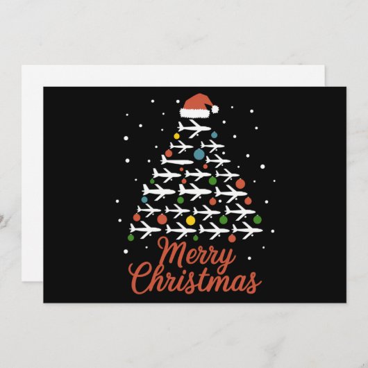 Prettig kerstfeest Vliegtuig Boom Vakantie Feestdagenkaart (Voorkant / Achterkant)