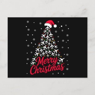 Prettig kerstfeest Vliegtuig Kerstboom Kerstman Ho Feestdagenkaart