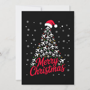 Prettig kerstfeest Vliegtuig Kerstboom Kerstman Ho Kaart