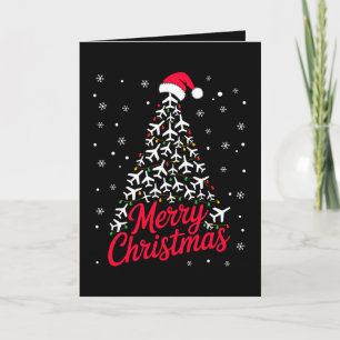 Prettig kerstfeest Vliegtuig Kerstboom Kerstman Ho Kaart