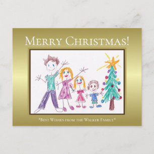 Prettig kerstfeest Voeg de familie kunst van uw ki Feestdagenkaart