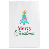 Prettig kerstfeest. Voeg de foto van uw kind toe Medium Cadeauzakje (Voorkant)