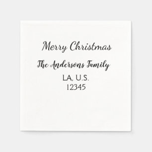 Prettig kerstfeest voeg familienaam adres naam tek servet