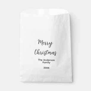 Prettig kerstfeest voeg familienaam jaar tekst aan bedankzakje