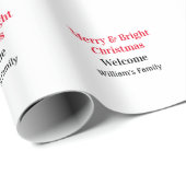 Prettig kerstfeest voeg familienaam toe welkom vre cadeaupapier (Rol Hoek)