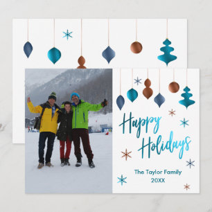 Prettig Kerstfeest Voeg Je Foto Toe Retro Ornament Kaart