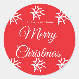 Prettig kerstfeest voeg naam tekst aan op maat gem ronde sticker