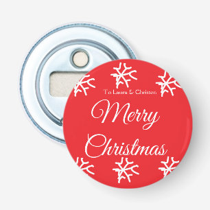 Prettig kerstfeest voeg naam tekst aangepast famil button flesopener