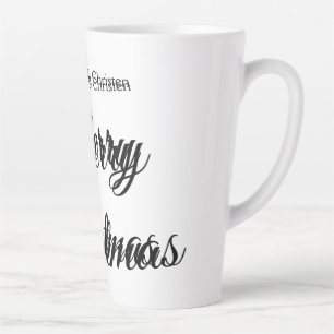 Prettig kerstfeest voeg naam tekst aangepast famil latte mok