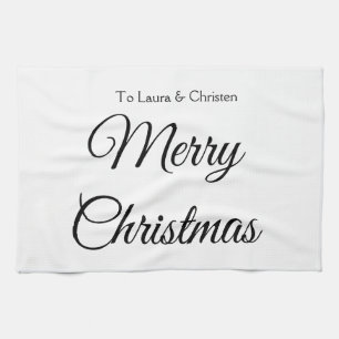 Prettig kerstfeest voeg naam tekst toe aangepast f theedoek