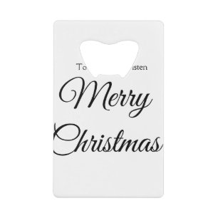 Prettig kerstfeest voeg naam tekst toe aangepast g creditkaart flessenopener