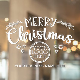 Prettig kerstfeest voeg uw logo en bedrijfsnaam to raamsticker