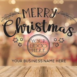 Prettig kerstfeest voeg uw logo en bedrijfsnaam to raamsticker