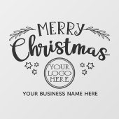 Prettig kerstfeest voeg uw logo en bedrijfsnaam to raamsticker (Vel)