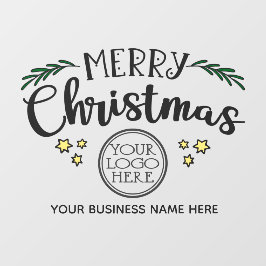 Prettig kerstfeest voeg uw logo en bedrijfsnaam to raamsticker