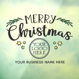 Prettig kerstfeest voeg uw logo en bedrijfsnaam to raamsticker