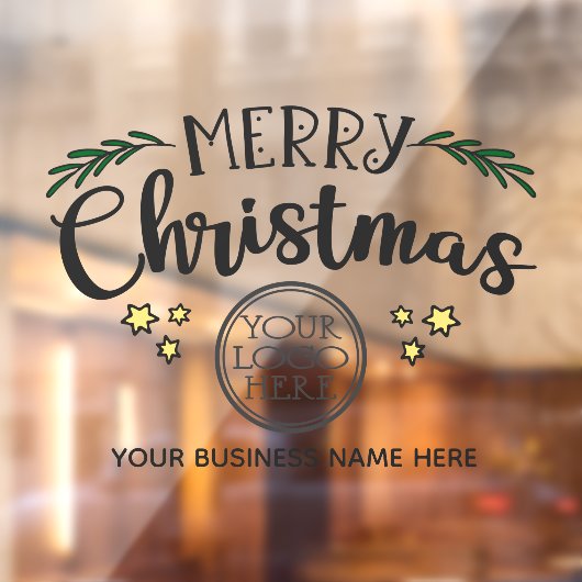 Prettig kerstfeest voeg uw logo en bedrijfsnaam to raamsticker (Vel 2)