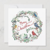 Prettig Kerstfeest Vogel En Krans Kerstkaart (Voorkant)