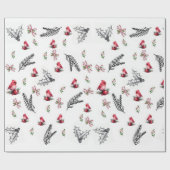 Prettig kerstfeest vogel laat strik inpakpapier lo (Vlak)