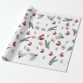 Prettig kerstfeest vogel laat strik inpakpapier lo (Uitgerold)