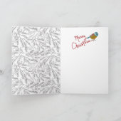 Prettig kerstfeest vogelfloraal grijs feestdagen kaart (Binnen)