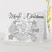 Prettig kerstfeest volwassenen kleurkaart kaart (Gele Bloem)