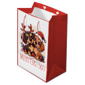 Prettig kerstfeest voor Dachshond honden Medium Cadeauzakje (Voorkant Gekanteld)