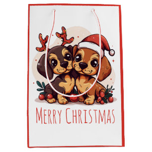 Prettig kerstfeest voor Dachshond honden Medium Cadeauzakje