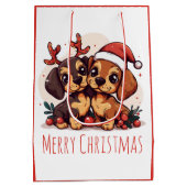 Prettig kerstfeest voor Dachshond honden Medium Cadeauzakje (Achterkant)