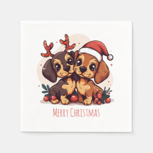 Prettig kerstfeest voor Dachshond honden Servet