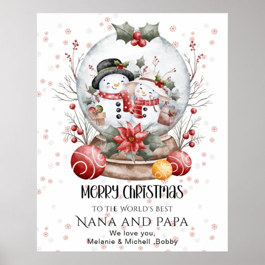 Prettig Kerstfeest voor de Beste Grootouders ter W Poster (Voorkant)