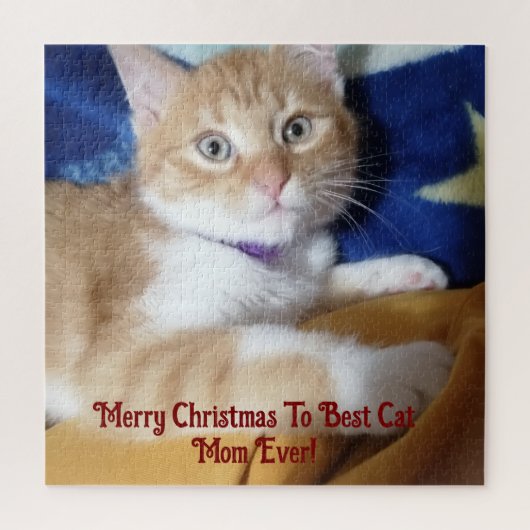 Prettig kerstfeest voor de beste kattenmoeder ooit legpuzzel (Verticaal)