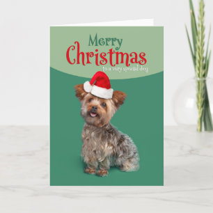 Prettig kerstfeest voor hond Schattige Yorkie in k Feestdagen Kaart