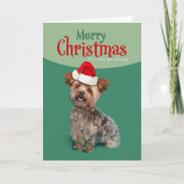 Prettig Kerstfeest Voor Honden Cute Yorkie in Kers Feestdagen Kaart