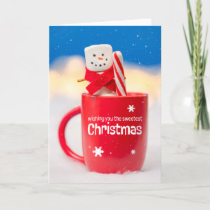 Prettig Kerstfeest Voor Iedereen Marshmallow Sneeu Feestdagen Kaart