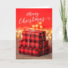 Prettig kerstfeest voor iedereen stapel cadeaus  feestdagen kaart